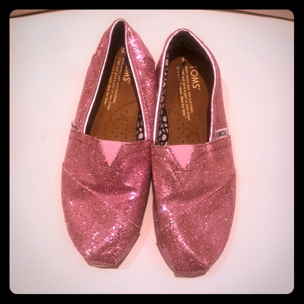 TOMS slip-on flats loafers in glitter pink Sz 6
